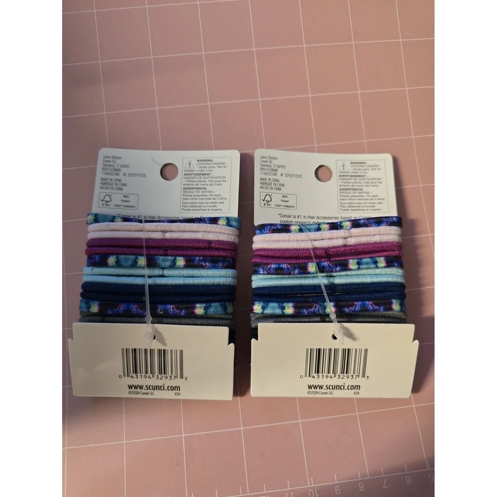 Scunci Everday & Active 32937-Y 18 Pcs Elastics No Damage Now In Prints Lot Of 2